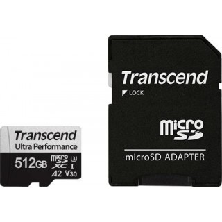 Transcend 512GB MicroSD 340S Class 10 UHS-I U3+SD adapter